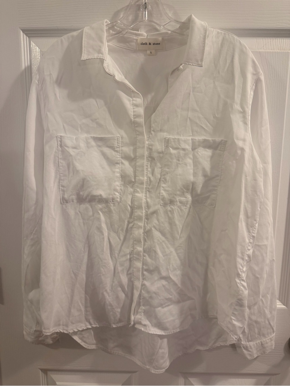 Cloth & Stone White Long Sleeve Button Down Shirt Size L